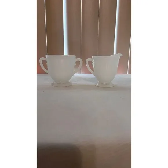 Macbeth White depression Class Monax Sugar & Creamer Set American Sweetheart - Picture 3 of 7
